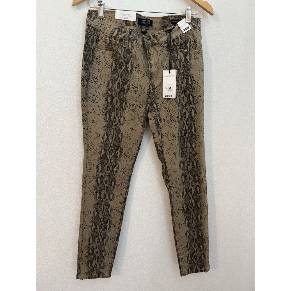Judy Blue Skinny Fit Jeans Junior Size 11/30 Mid Rise Snakeskin Print New Brown